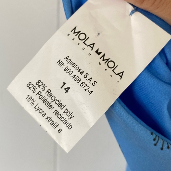 NWT MOLA MOLA Astral Tiger Surf Teen Swimsuit Blue Celestial Tie Long Sleeve - Picture 7 of 10